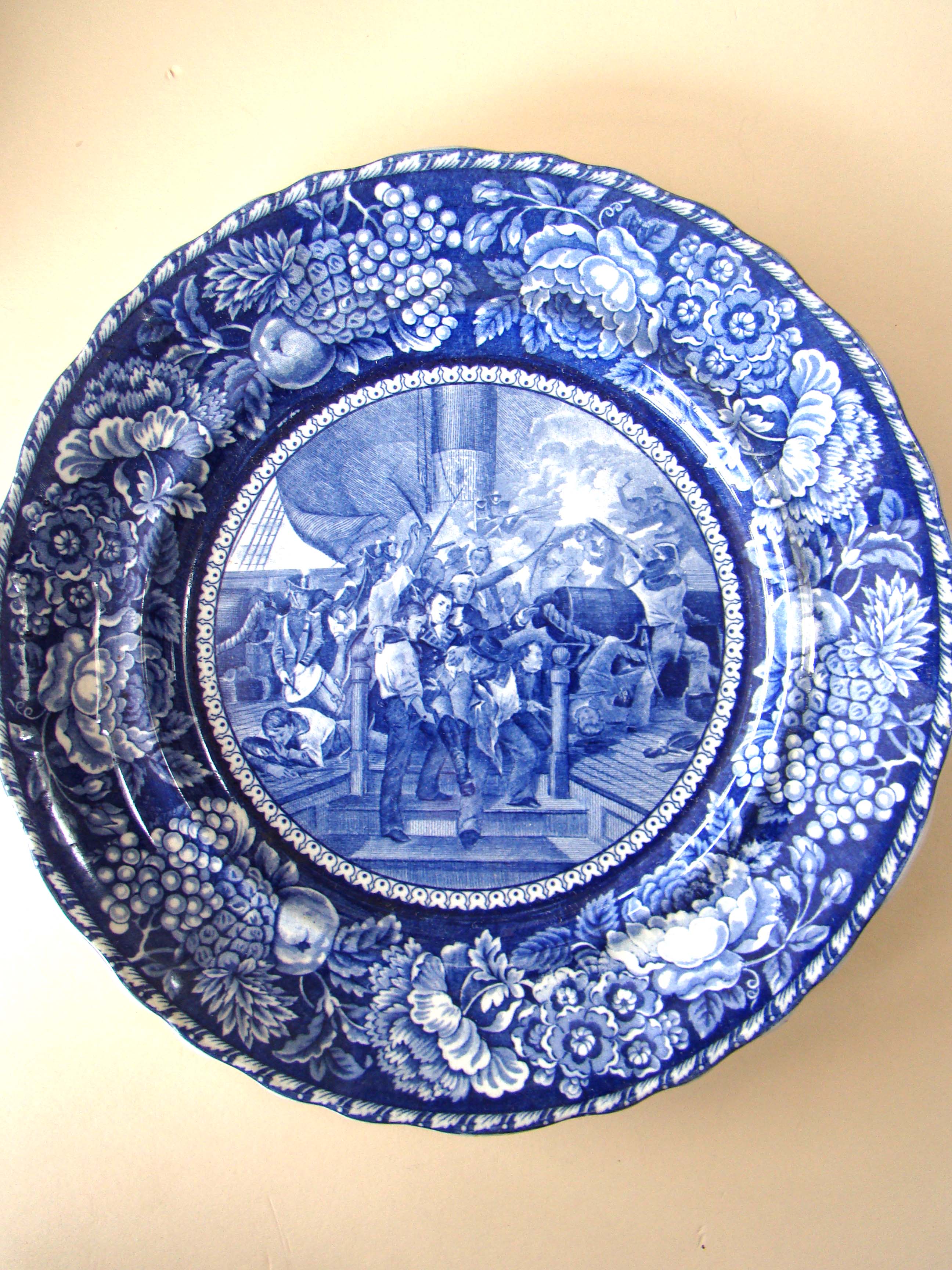 A rare historical Staffordshire plate depicting the Death of Capt. Lawrence June 1st, 1813 — image 2